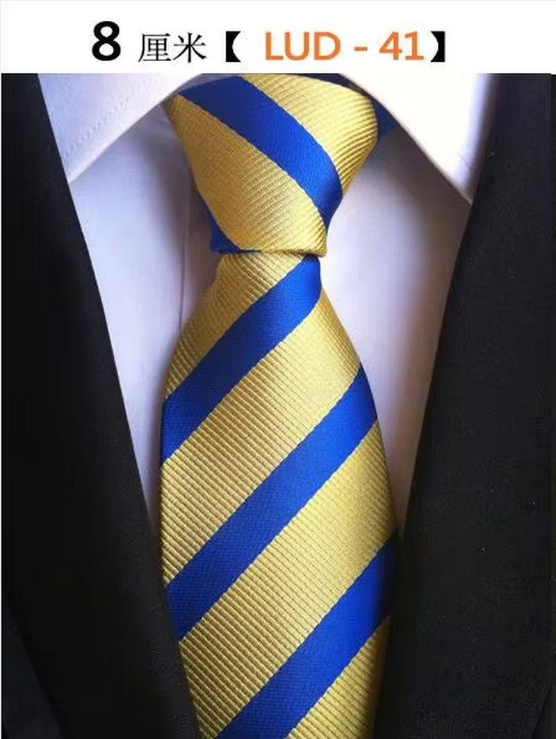 New Classic Silk Men'S Ties Neck Ties 8Cm Plaid Striped Ties for Men Formal Business Luxury Wedding Party Neckties Gravatas