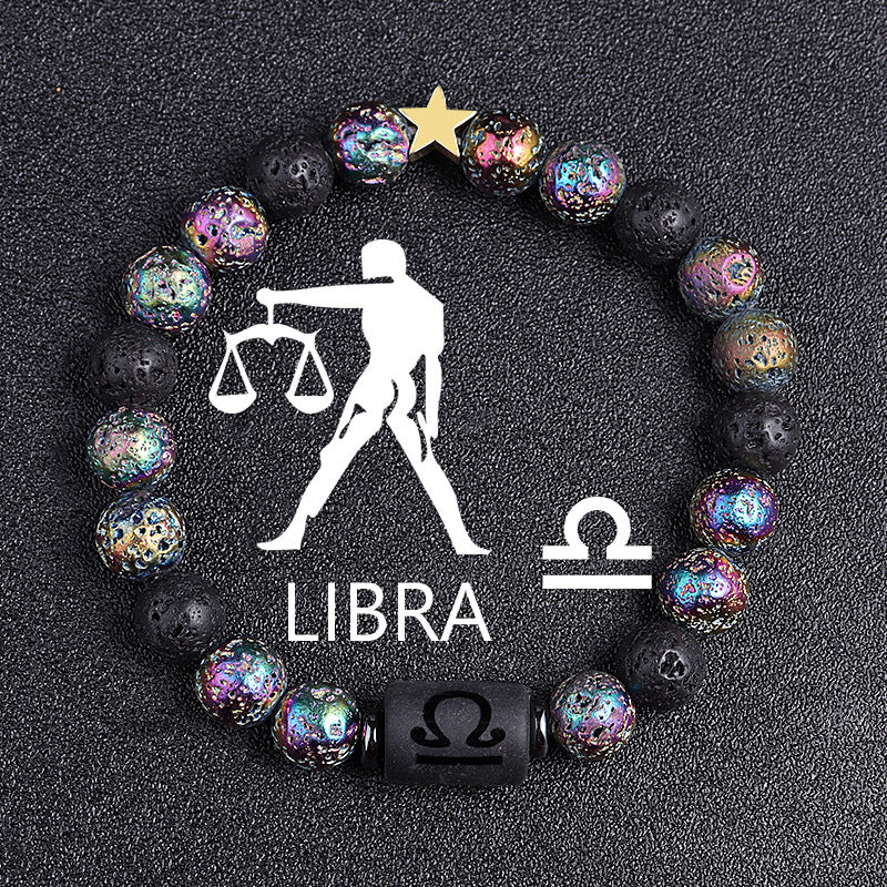 European And American Twelve Constellation Natural Stone Beaded Bracelet
