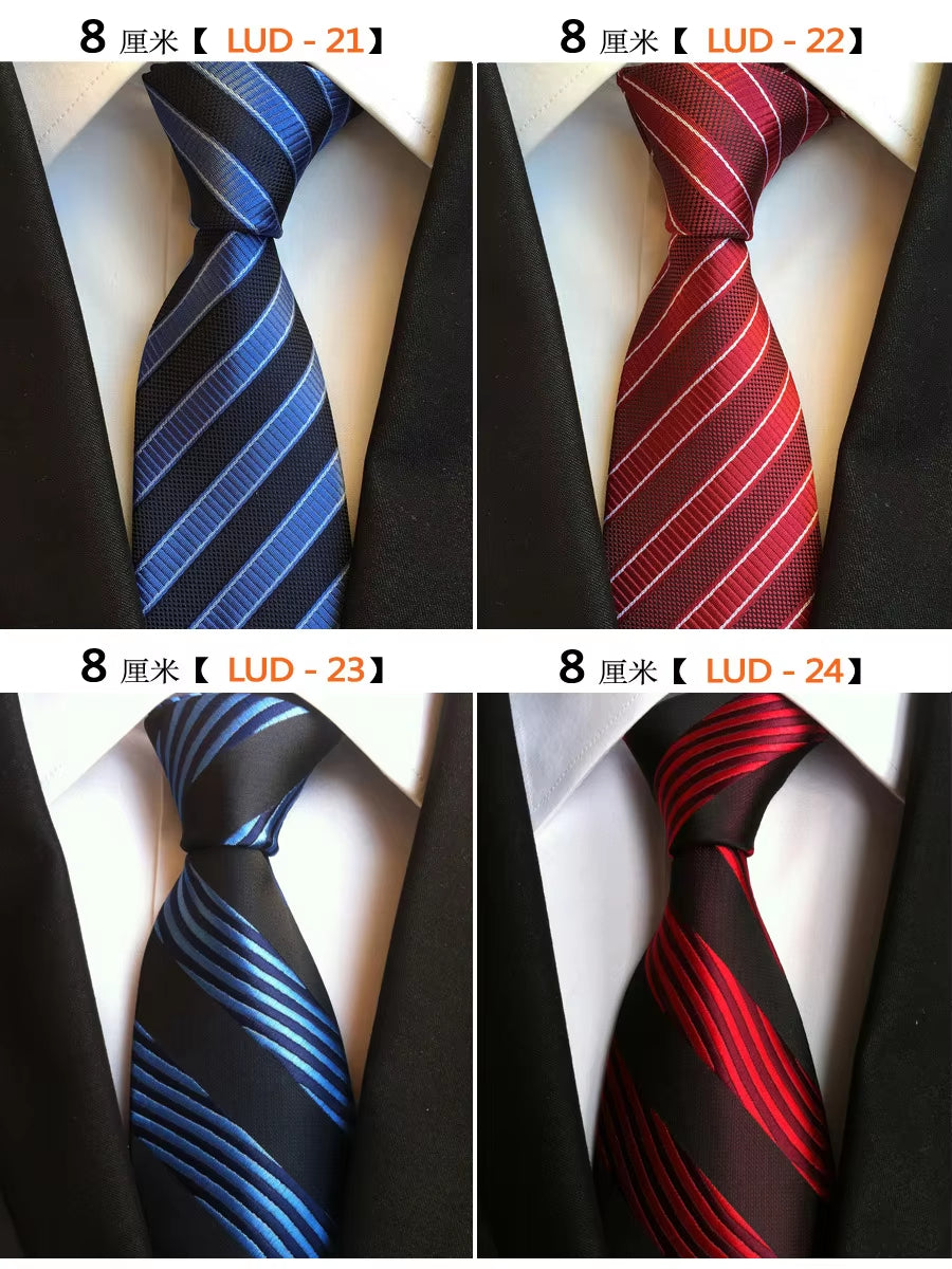 New Classic Silk Men'S Ties Neck Ties 8Cm Plaid Striped Ties for Men Formal Business Luxury Wedding Party Neckties Gravatas