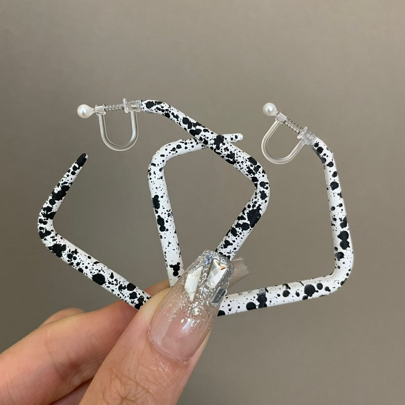 Square Black&White Earrings-1492